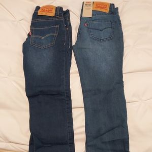 Two pairs Levi's slim boys jeans